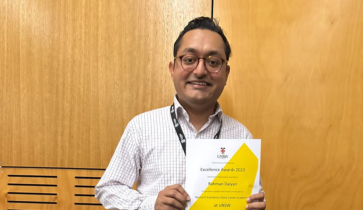 Dr Rahman Daiyan – UNSW Engineering Excellence awards ECA